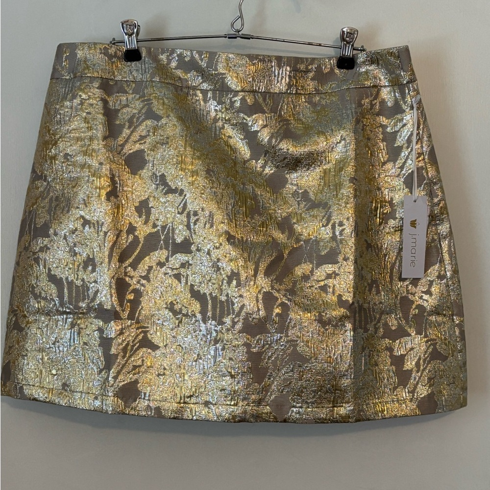 Cher Metallic Floral Brocade Mini A-Line Skirt